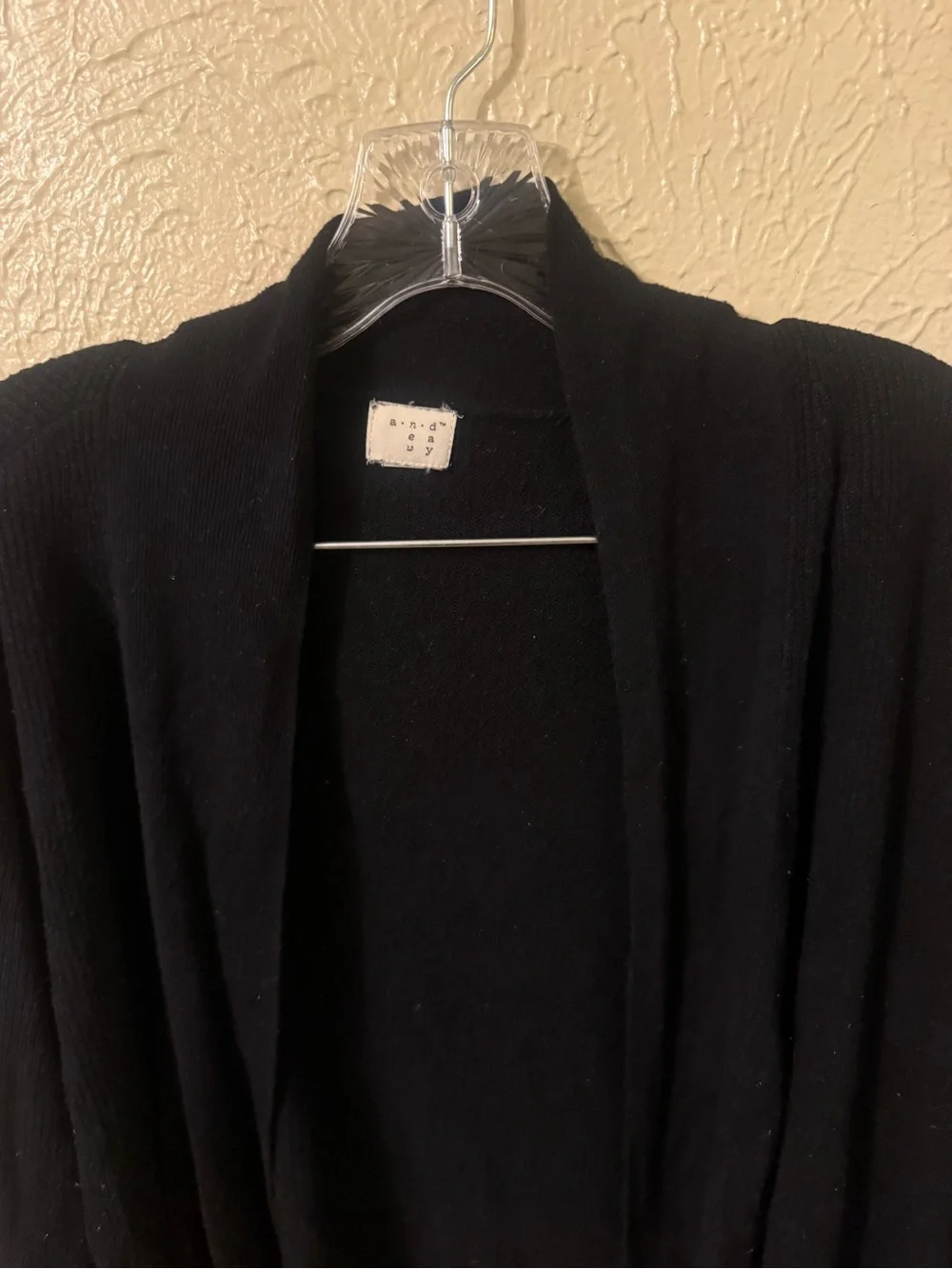 Black Open-Front Ribbed Lightweight Layering Cardigan
